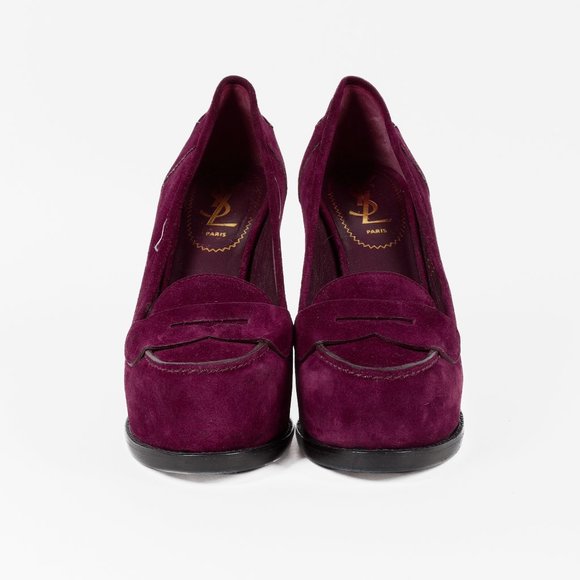 Saint Laurent Purple Suede Tribtoo Loafer Stiletto Platform Pumps - Picture 2 of 10